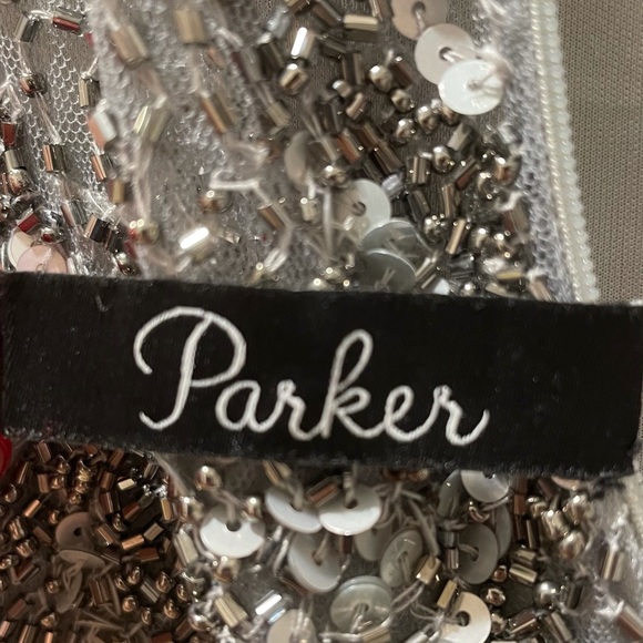 Parker Cap-sleeve Beaded Cocktail Dress Silver - Picture 3 of 6